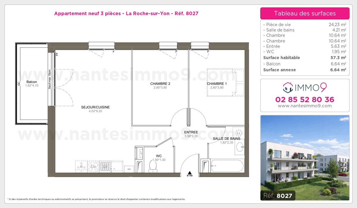 Plan et surfaces, Programme neuf Roche-sur-Yon Référence n° 8027
