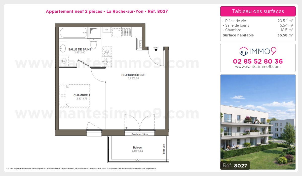Plan et surfaces, Programme neuf Roche-sur-Yon Référence n° 8027