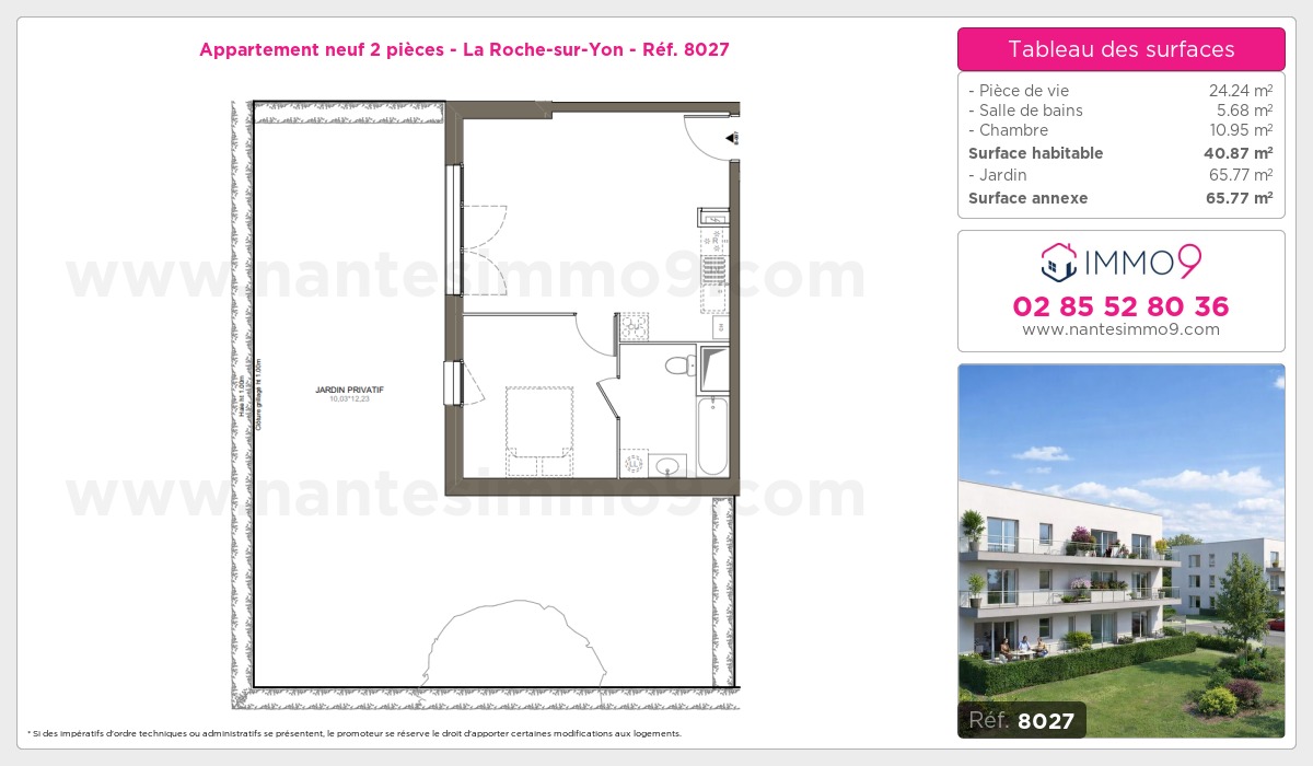 Plan et surfaces, Programme neuf Roche-sur-Yon Référence n° 8027