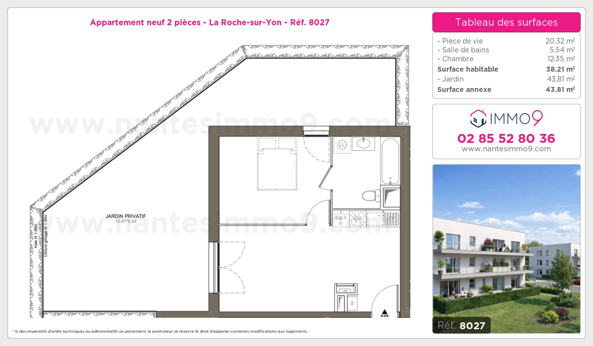 Plan et surfaces, Programme neuf Roche-sur-Yon Référence n° 8027