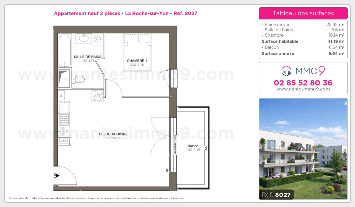 Plan et surfaces, Programme neuf Roche-sur-Yon Référence n° 8027