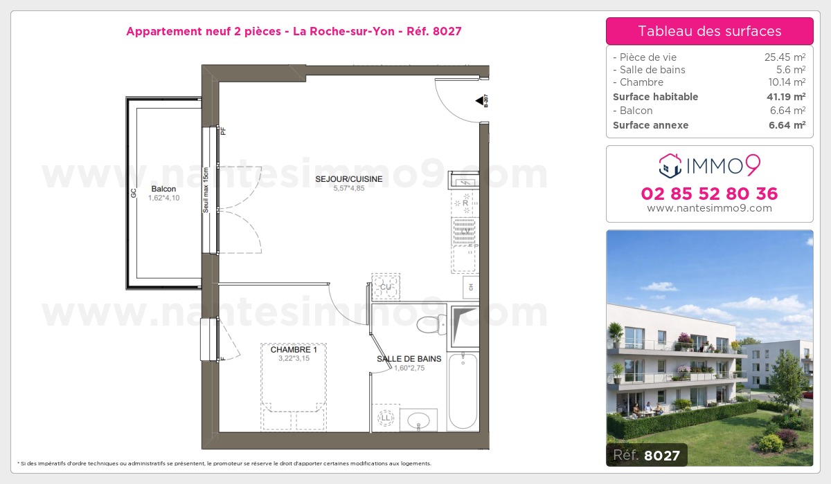 Plan et surfaces, Programme neuf Roche-sur-Yon Référence n° 8027