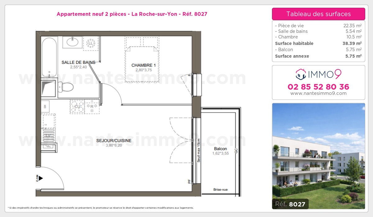 Plan et surfaces, Programme neuf Roche-sur-Yon Référence n° 8027