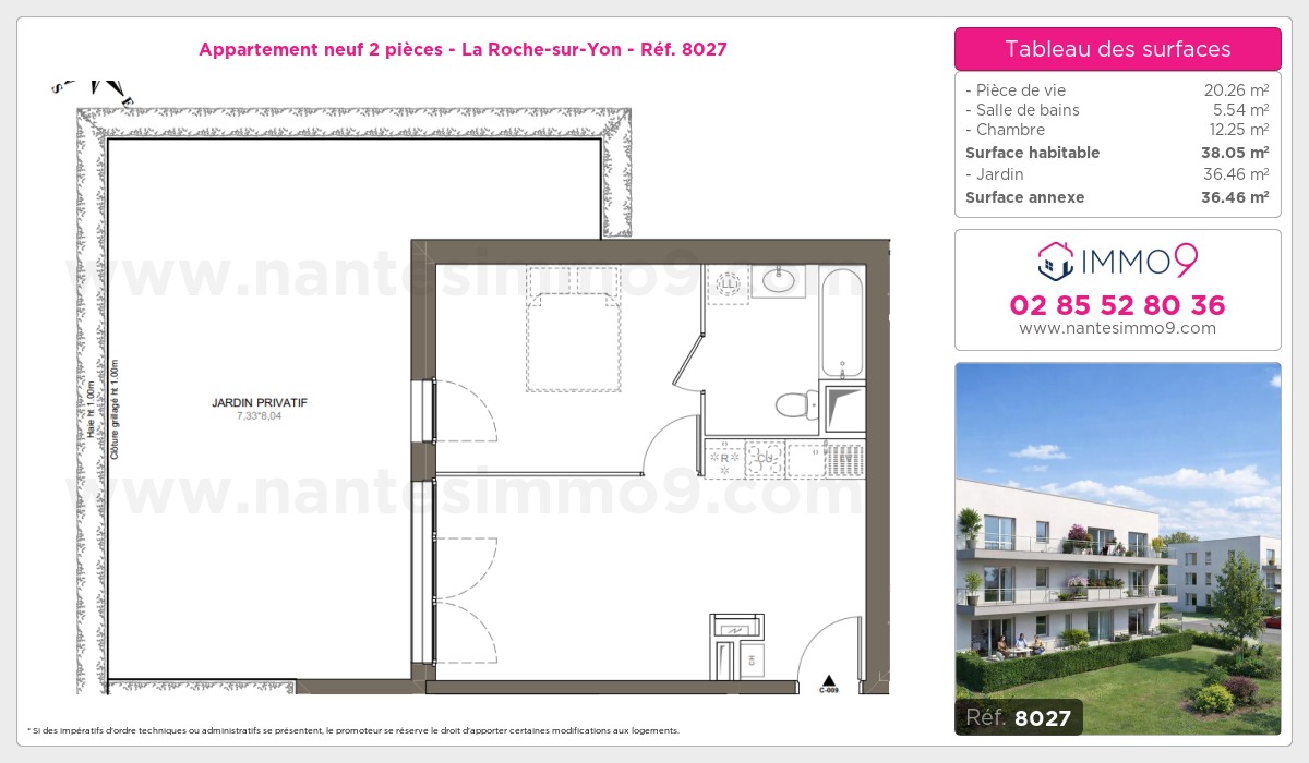 Plan et surfaces, Programme neuf Roche-sur-Yon Référence n° 8027