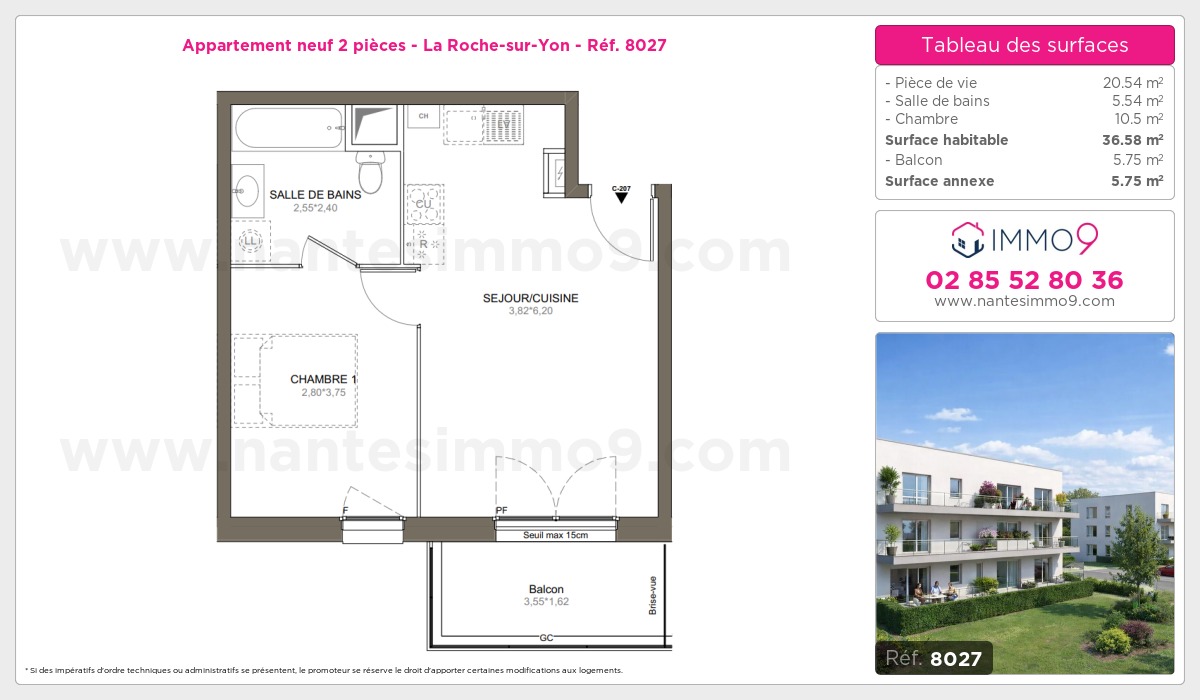 Plan et surfaces, Programme neuf Roche-sur-Yon Référence n° 8027