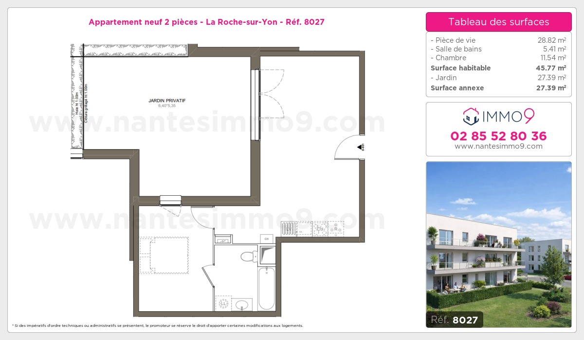 Plan et surfaces, Programme neuf Roche-sur-Yon Référence n° 8027