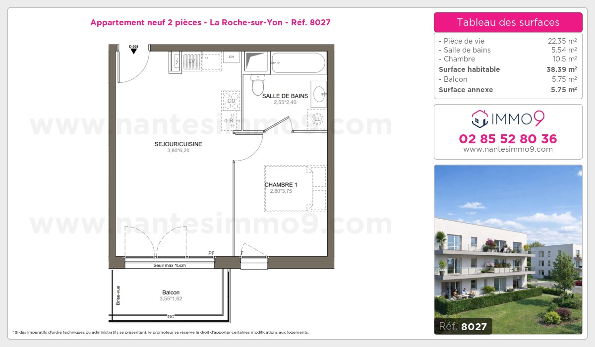 Plan et surfaces, Programme neuf Roche-sur-Yon Référence n° 8027