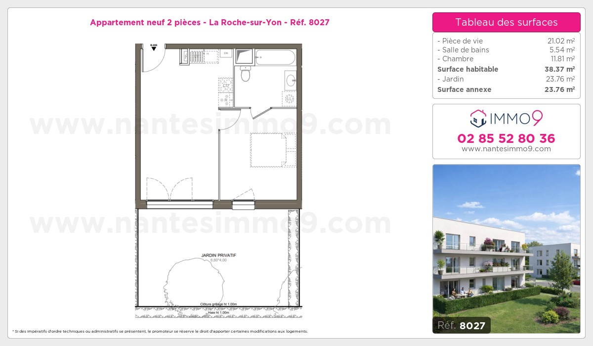 Plan et surfaces, Programme neuf Roche-sur-Yon Référence n° 8027