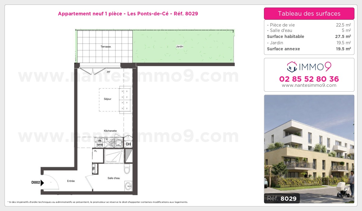 Plan et surfaces, Programme neuf Ponts-de-Cé Référence n° 8029