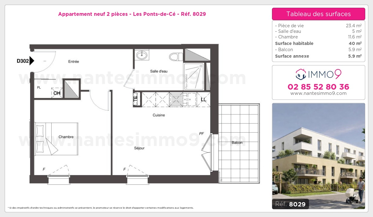 Plan et surfaces, Programme neuf Ponts-de-Cé Référence n° 8029