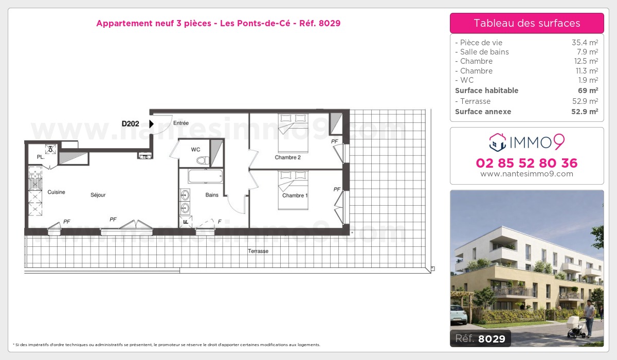 Plan et surfaces, Programme neuf Ponts-de-Cé Référence n° 8029