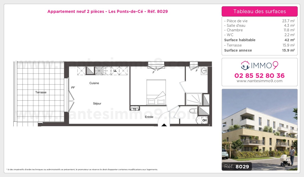 Plan et surfaces, Programme neuf Ponts-de-Cé Référence n° 8029