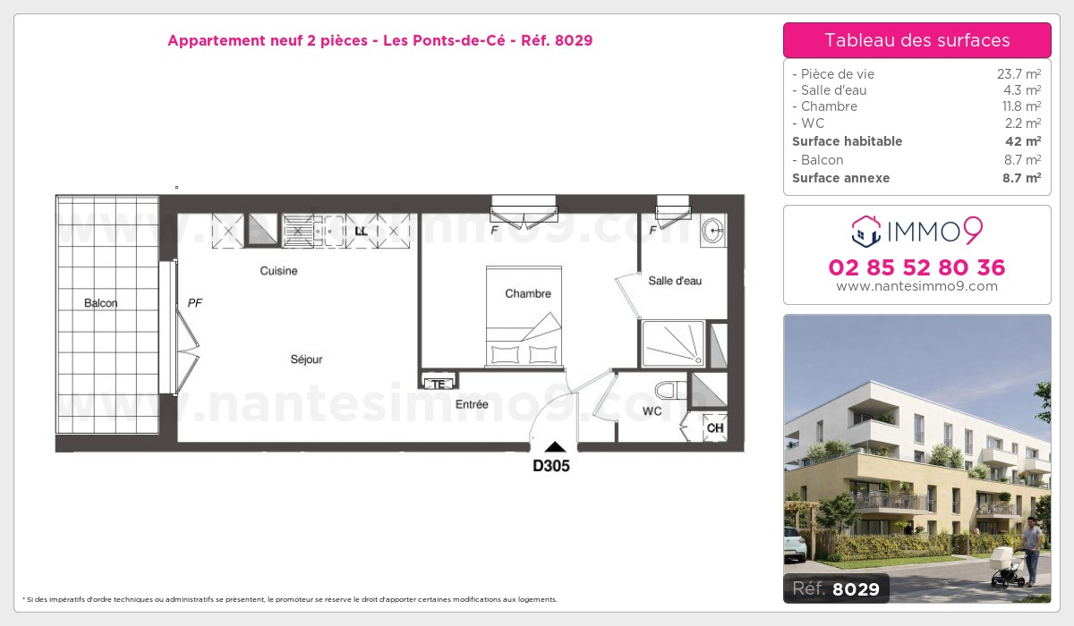 Plan et surfaces, Programme neuf Ponts-de-Cé Référence n° 8029