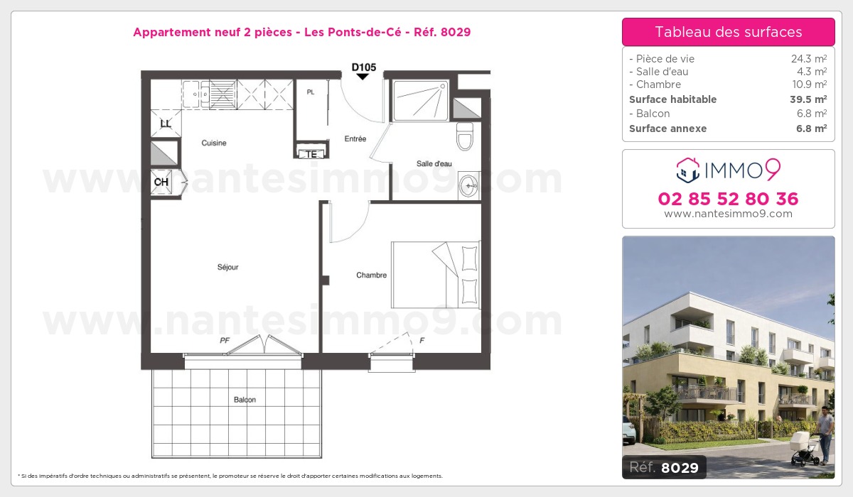 Plan et surfaces, Programme neuf Ponts-de-Cé Référence n° 8029