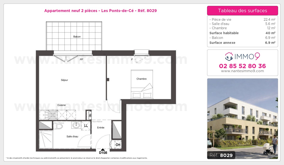 Plan et surfaces, Programme neuf Ponts-de-Cé Référence n° 8029