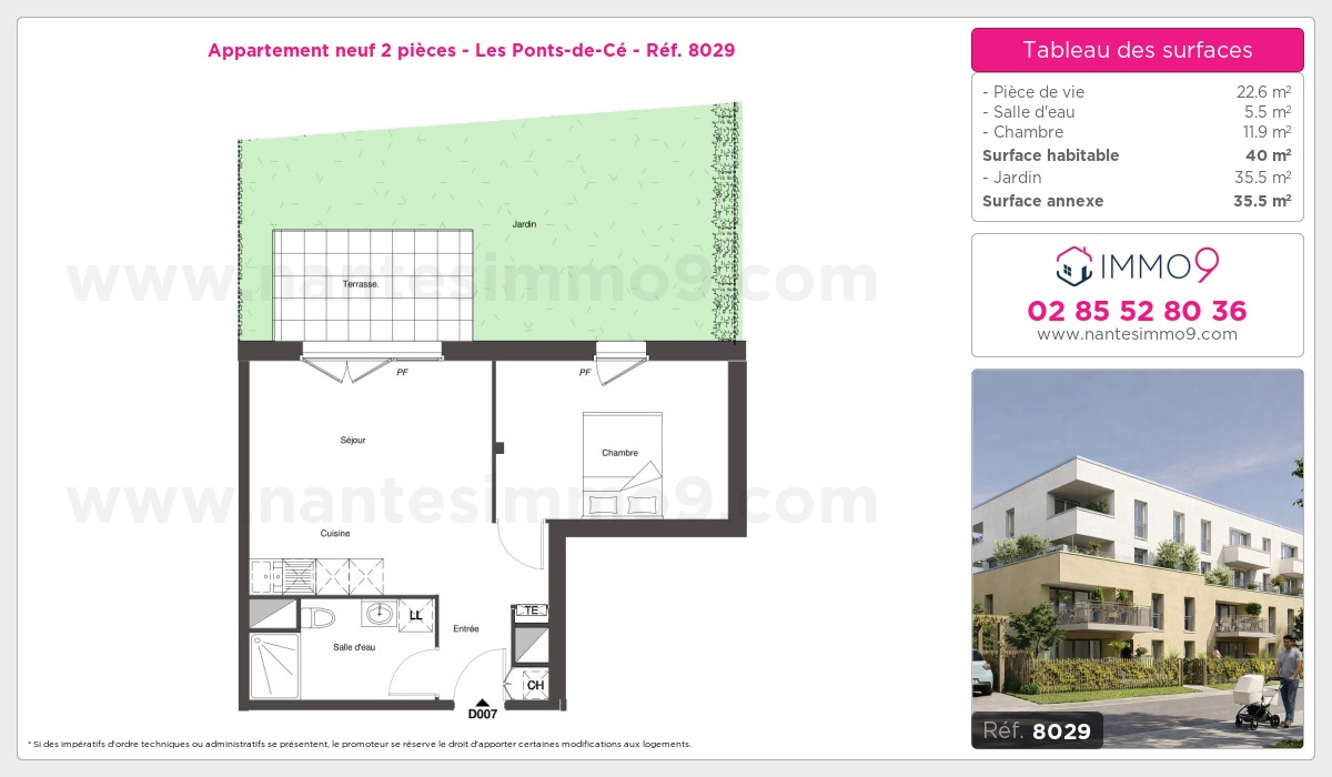 Plan et surfaces, Programme neuf Ponts-de-Cé Référence n° 8029