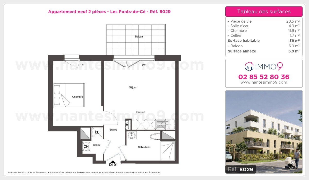 Plan et surfaces, Programme neuf Ponts-de-Cé Référence n° 8029