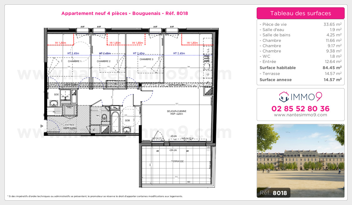 Plan et surfaces, Programme neuf Bouguenais Référence n° 8018