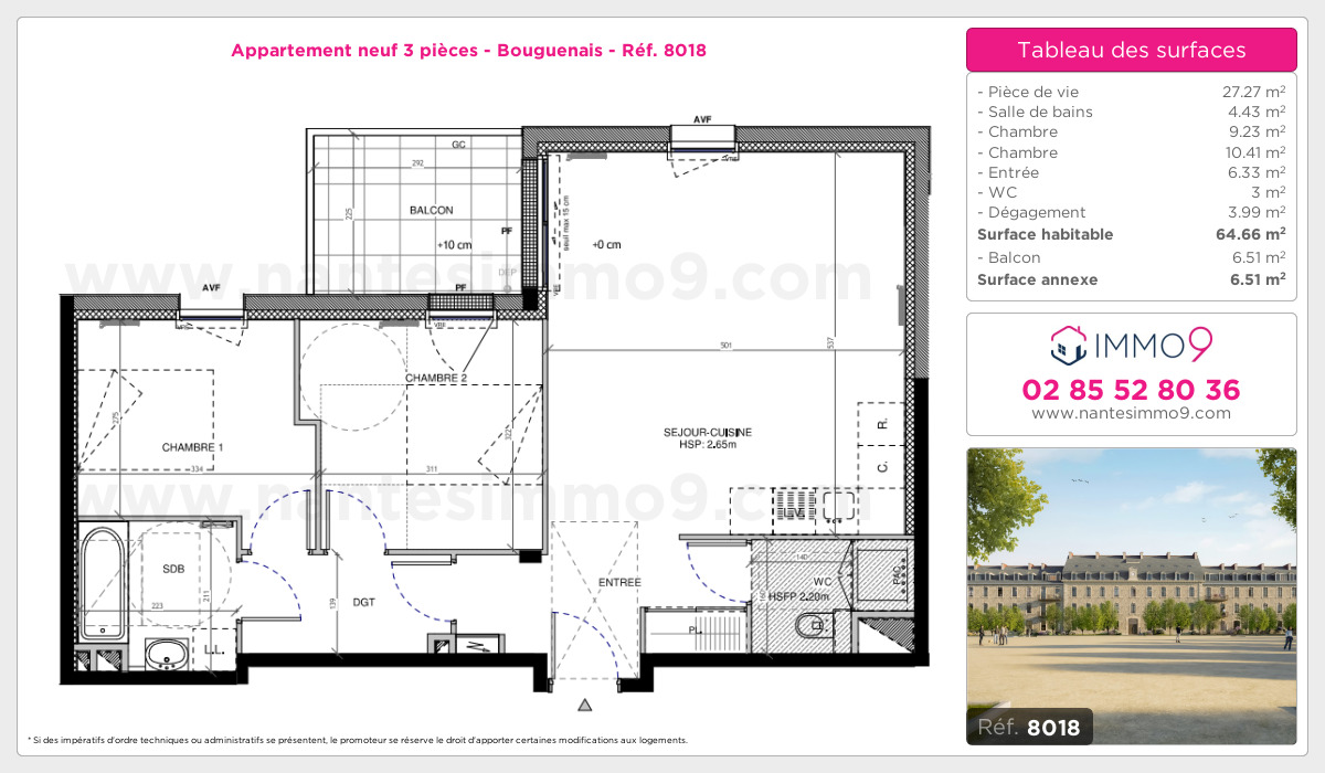 Plan et surfaces, Programme neuf Bouguenais Référence n° 8018
