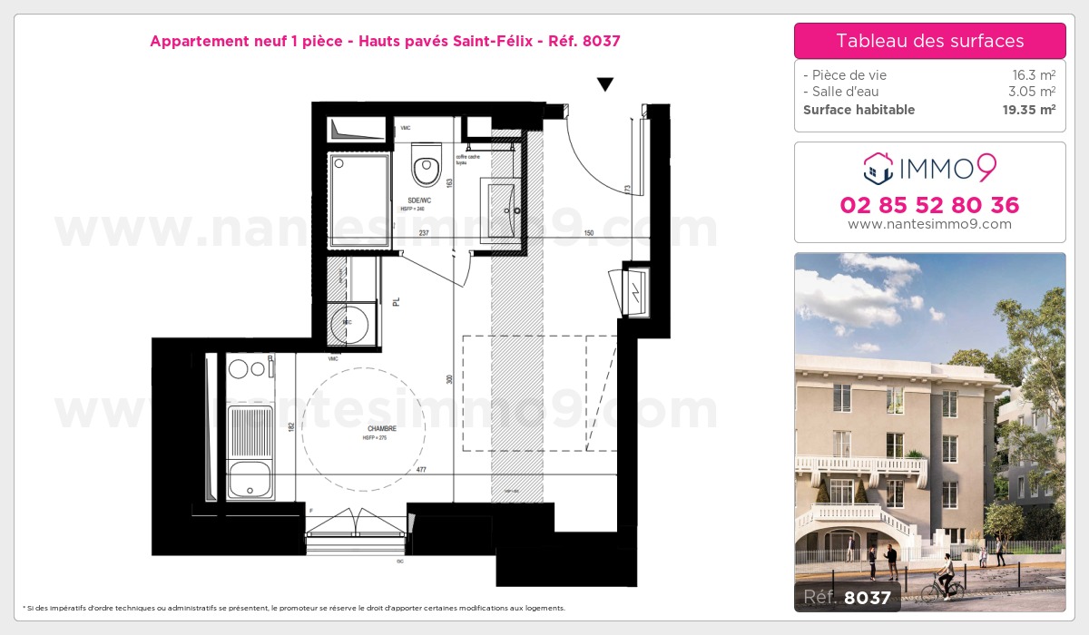 Plan et surfaces, Programme neuf Nantes : Hauts pavés Saint-Félix Référence n° 8037