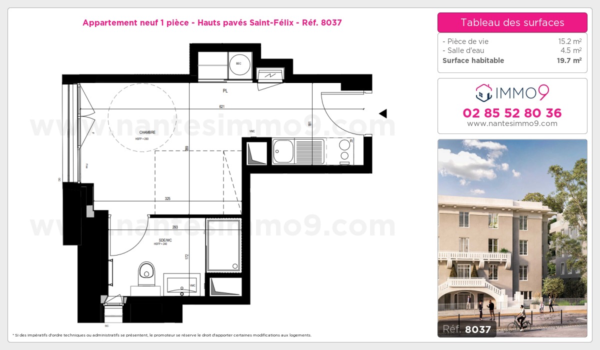 Plan et surfaces, Programme neuf Nantes : Hauts pavés Saint-Félix Référence n° 8037