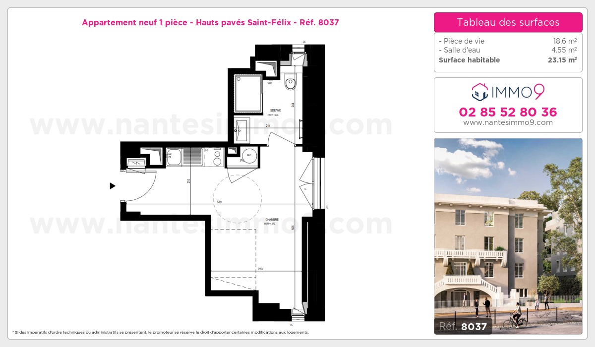 Plan et surfaces, Programme neuf Nantes : Hauts pavés Saint-Félix Référence n° 8037