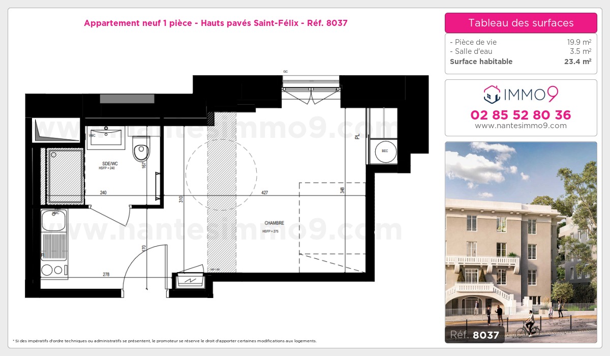 Plan et surfaces, Programme neuf Nantes : Hauts pavés Saint-Félix Référence n° 8037