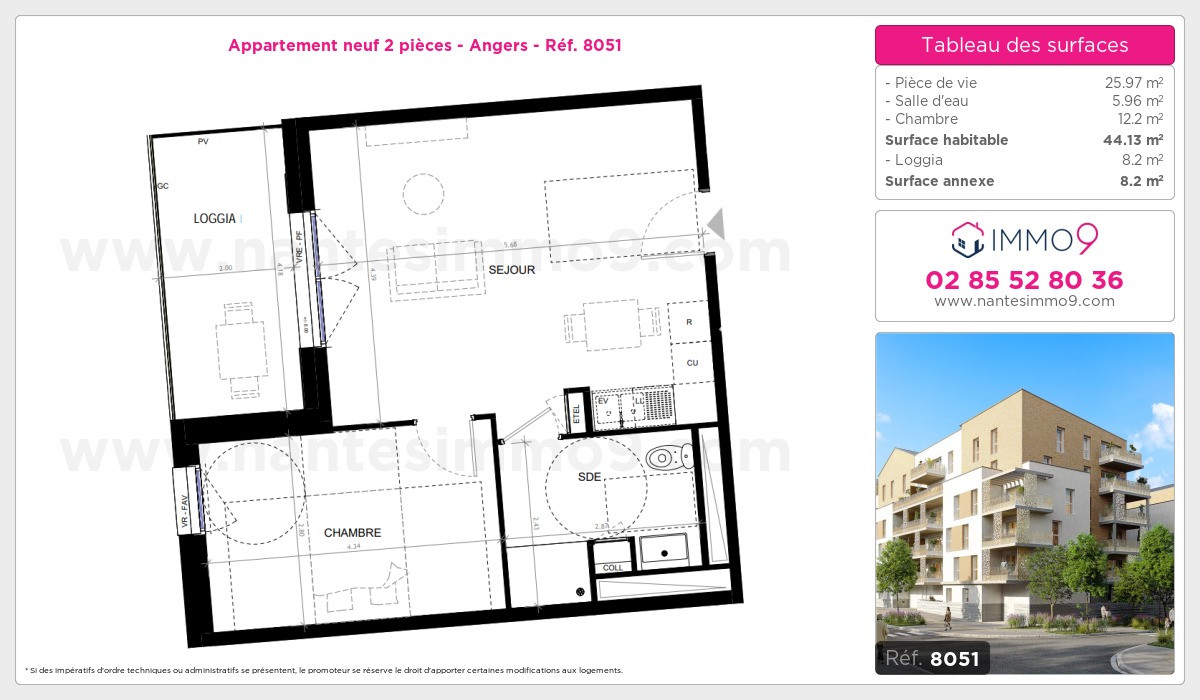 Plan et surfaces, Programme neuf Angers Référence n° 8051