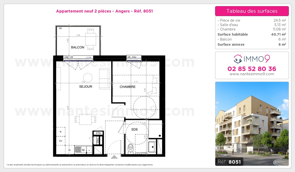 Plan et surfaces, Programme neuf Angers Référence n° 8051