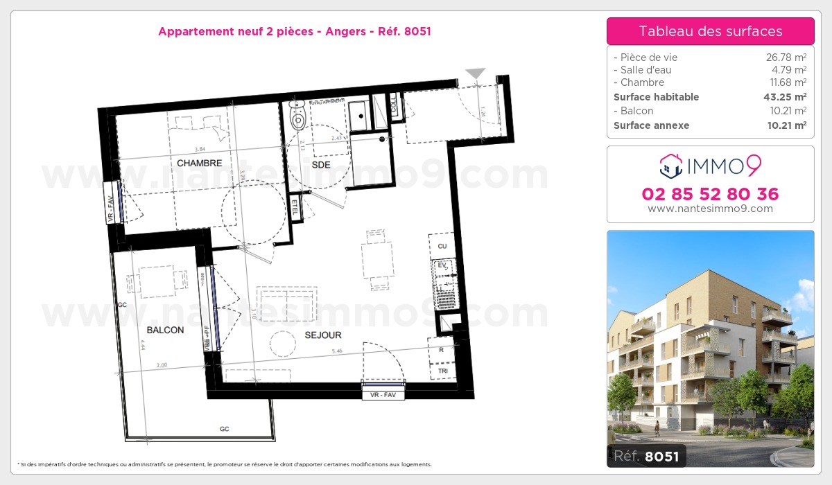 Plan et surfaces, Programme neuf Angers Référence n° 8051