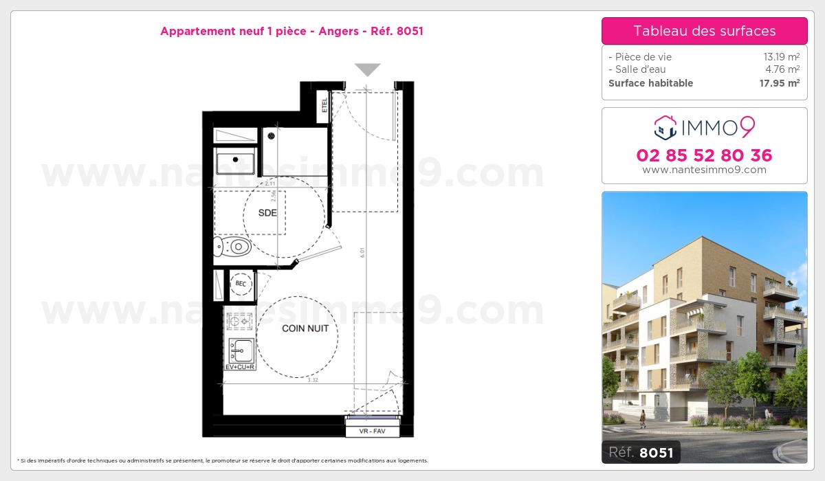 Plan et surfaces, Programme neuf Angers Référence n° 8051