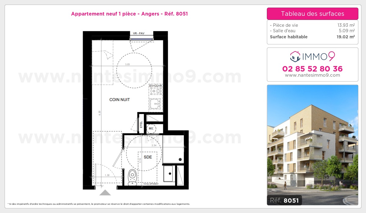 Plan et surfaces, Programme neuf Angers Référence n° 8051