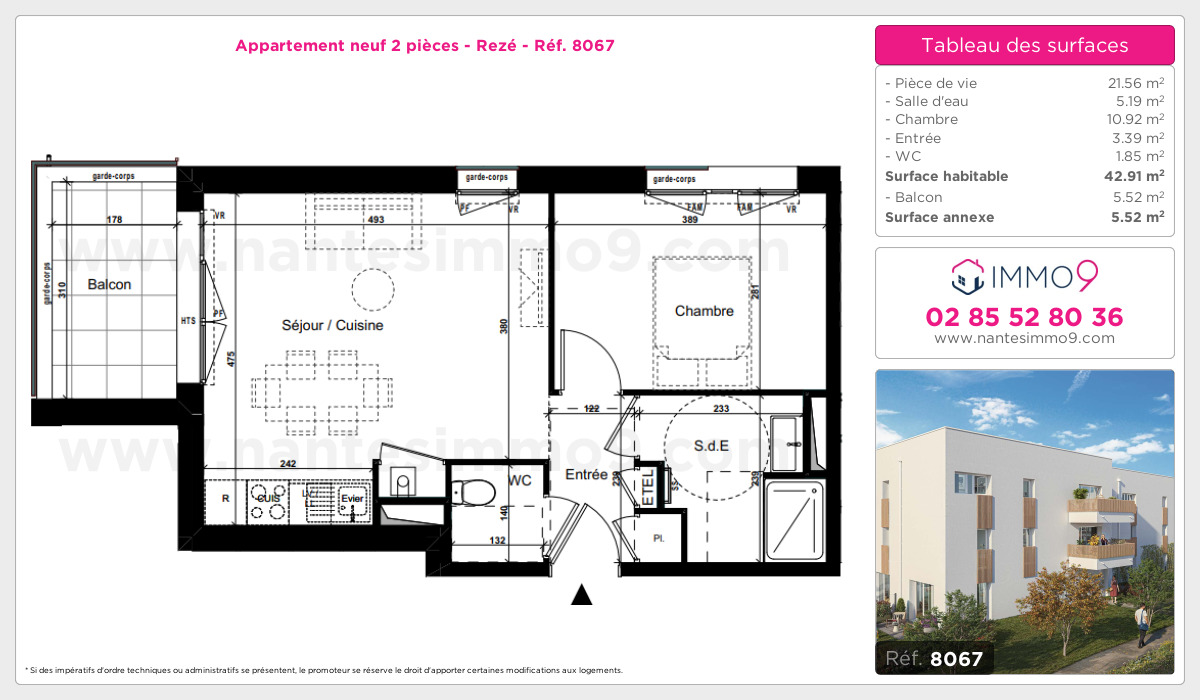 Plan et surfaces, Programme neuf Rezé Référence n° 8067