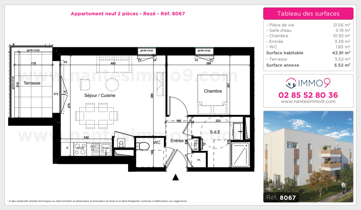 Plan et surfaces, Programme neuf Rezé Référence n° 8067