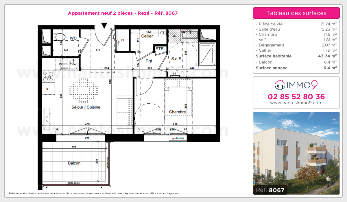 Plan et surfaces, Programme neuf Rezé Référence n° 8067