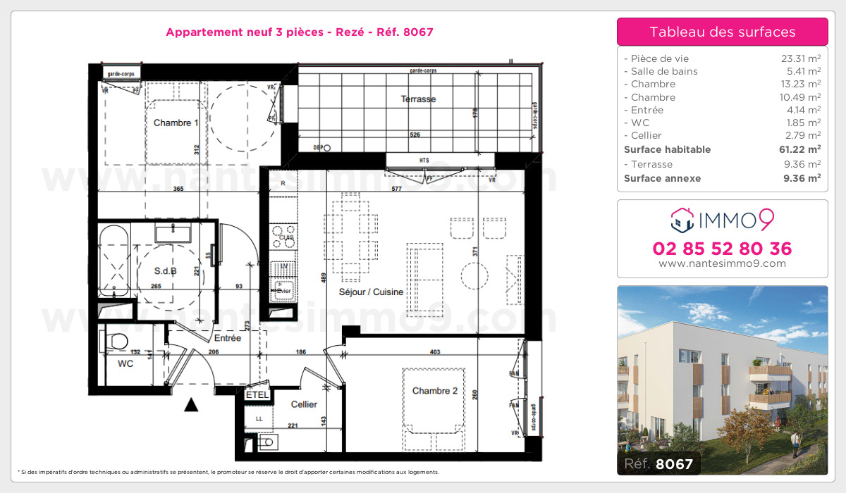 Plan et surfaces, Programme neuf Rezé Référence n° 8067
