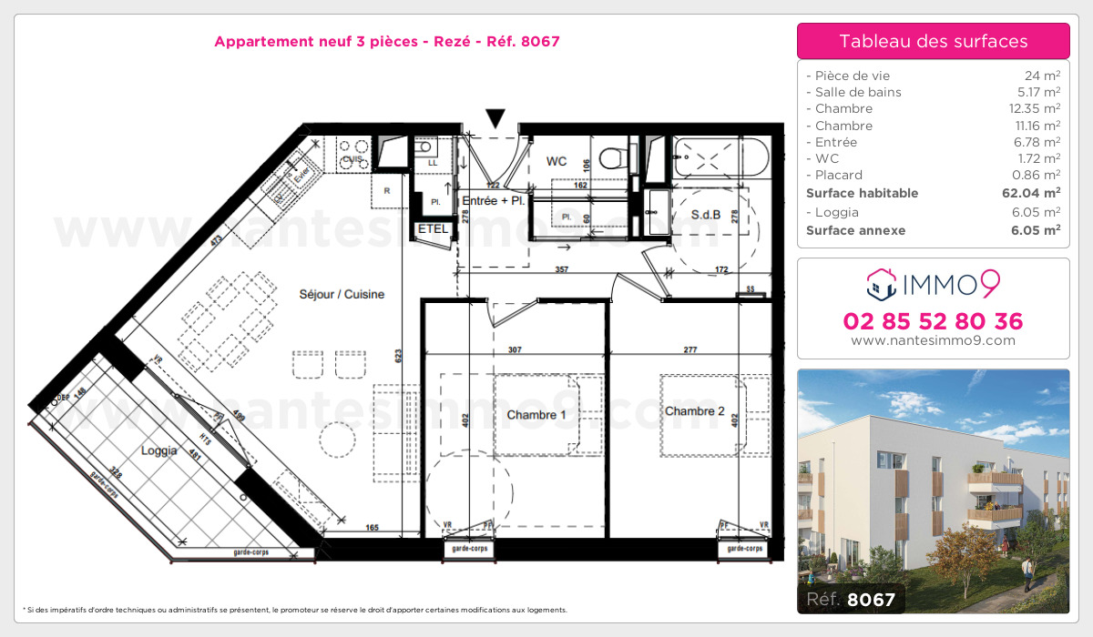 Plan et surfaces, Programme neuf Rezé Référence n° 8067