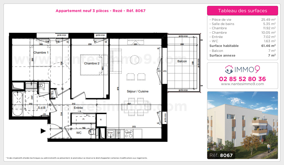 Plan et surfaces, Programme neuf Rezé Référence n° 8067