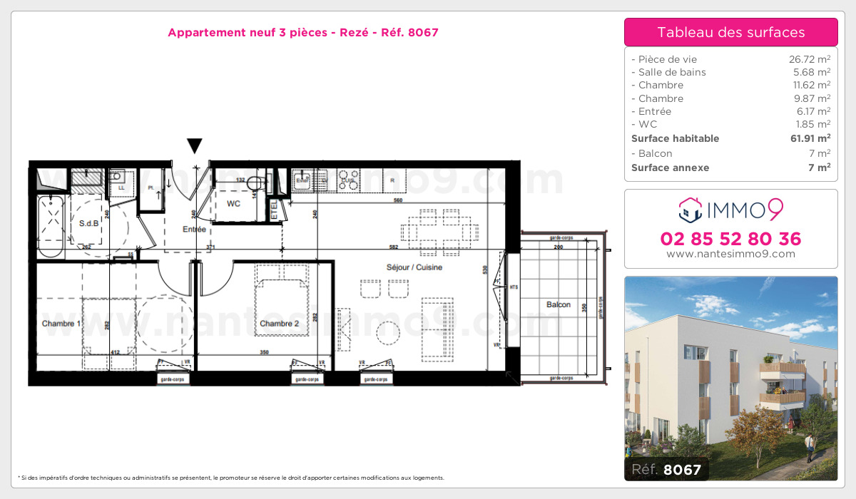 Plan et surfaces, Programme neuf Rezé Référence n° 8067