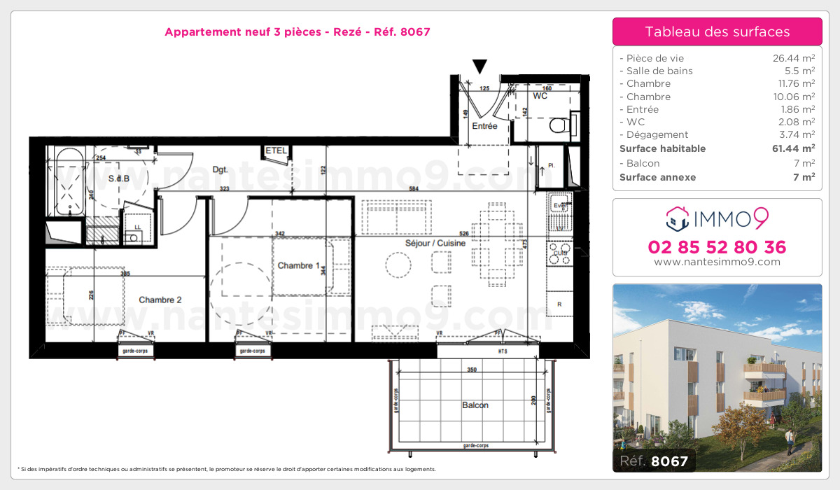 Plan et surfaces, Programme neuf Rezé Référence n° 8067
