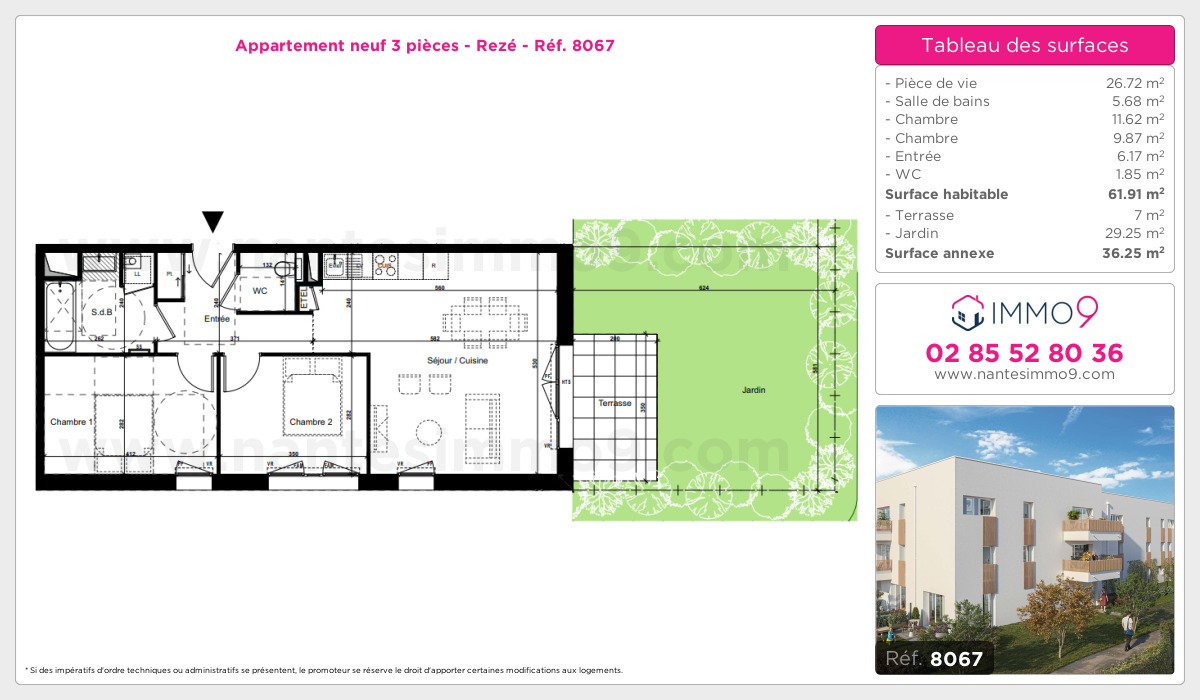 Plan et surfaces, Programme neuf Rezé Référence n° 8067