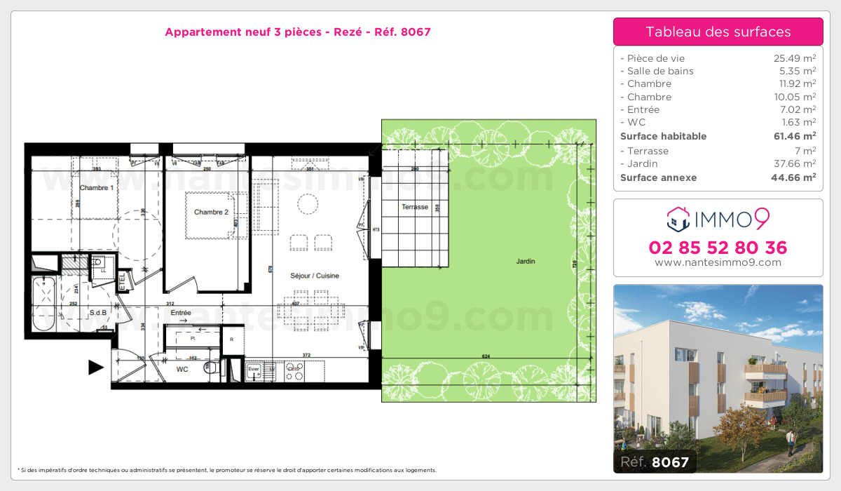Plan et surfaces, Programme neuf Rezé Référence n° 8067