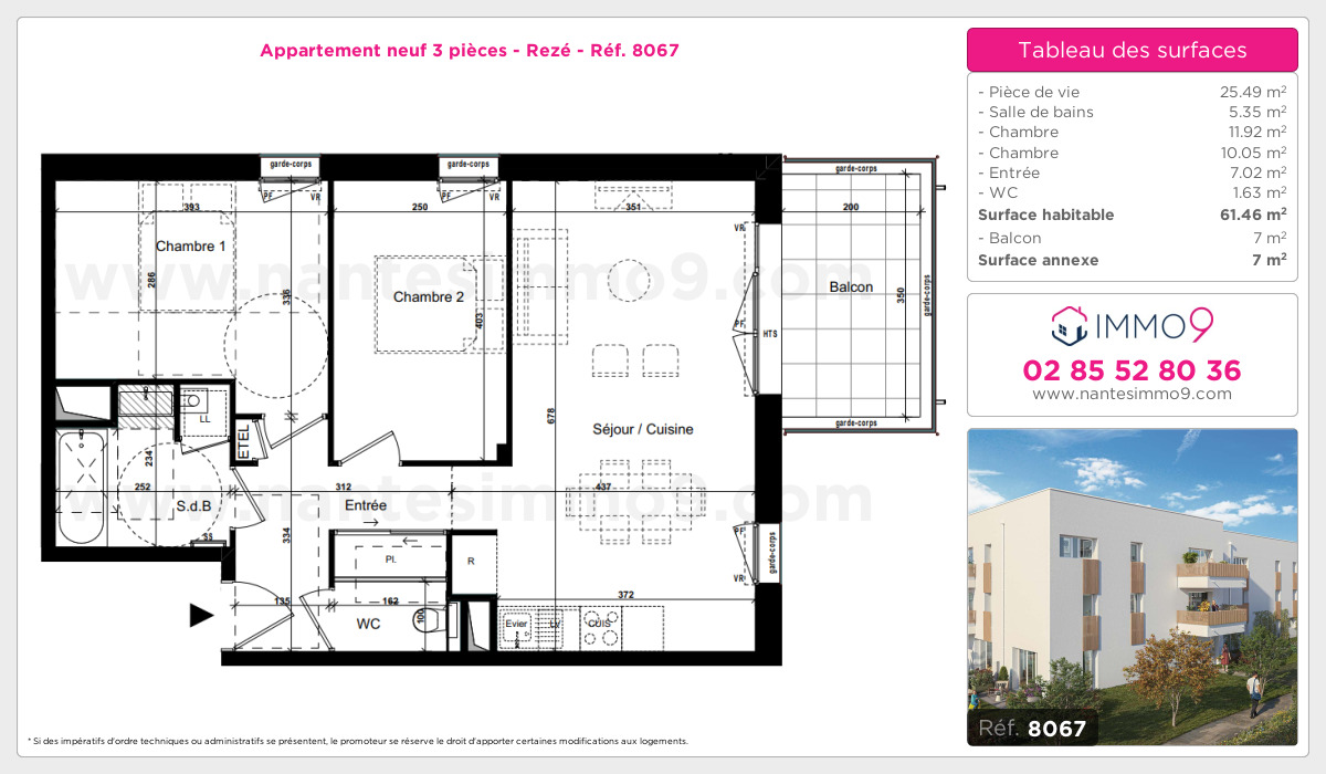 Plan et surfaces, Programme neuf Rezé Référence n° 8067