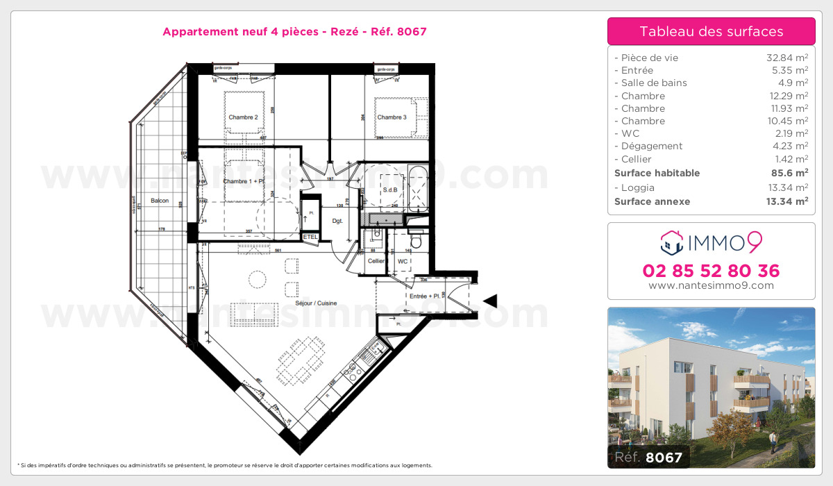 Plan et surfaces, Programme neuf Rezé Référence n° 8067