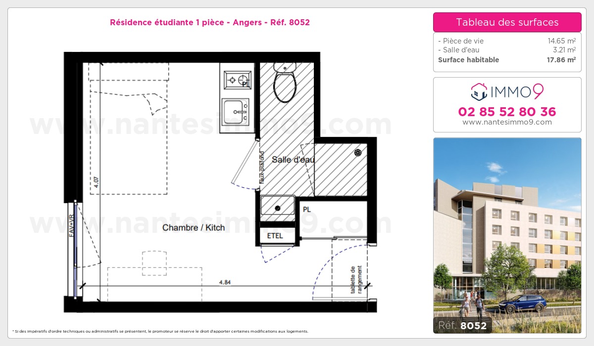 Plan et surfaces, Programme neuf Angers Référence n° 8052