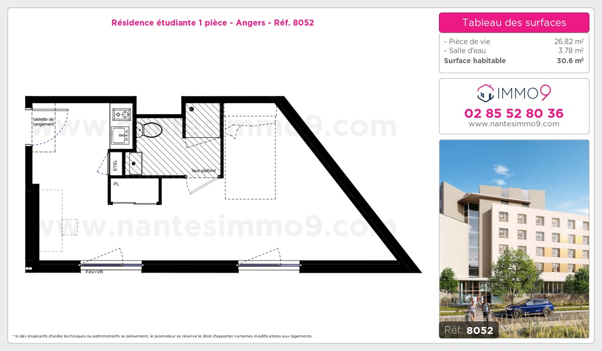 Plan et surfaces, Programme neuf Angers Référence n° 8052