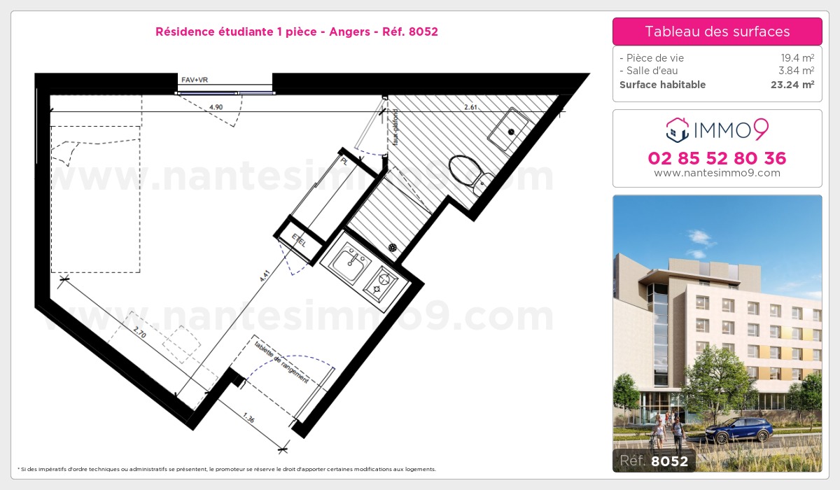 Plan et surfaces, Programme neuf Angers Référence n° 8052