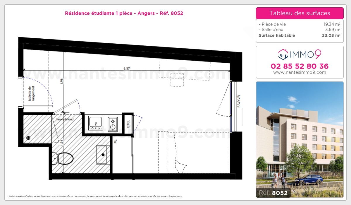 Plan et surfaces, Programme neuf Angers Référence n° 8052