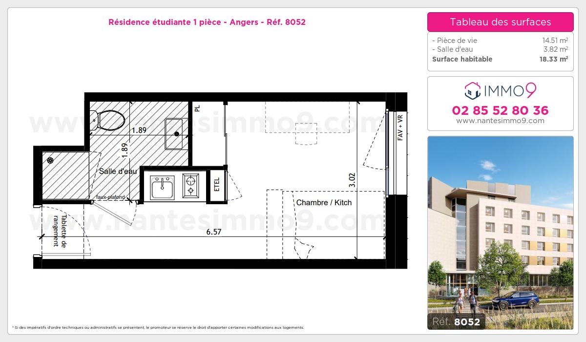 Plan et surfaces, Programme neuf Angers Référence n° 8052