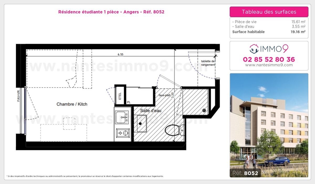 Plan et surfaces, Programme neuf Angers Référence n° 8052